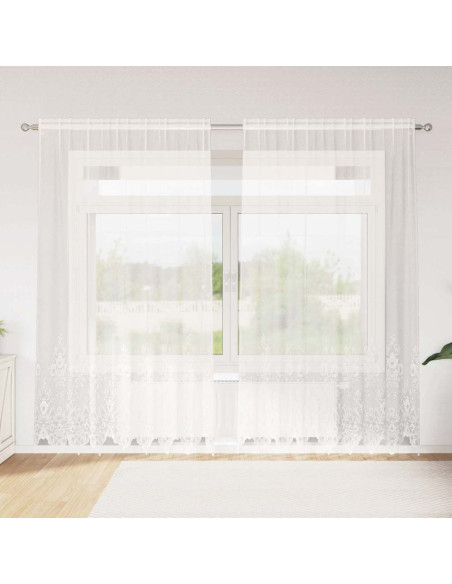 Tenda in Pizzo con tende Bianco 200 x 200 cm Poliestere