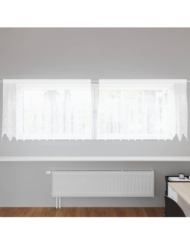 Tenda in Pizzo con tende Bianco 120 x 300 cm Poliestere