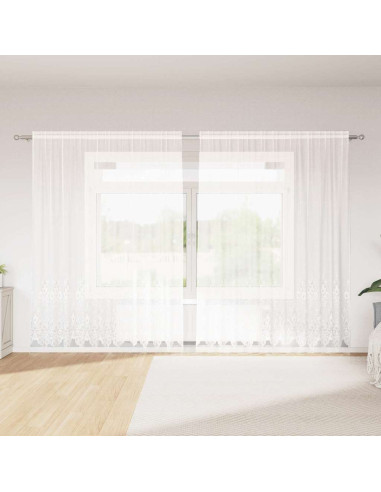 Tenda in Pizzo con tende Bianco 220 x 300 cm Poliestere