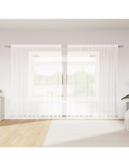 Tenda in Pizzo con tende Bianco 220 x 300 cm Poliestere