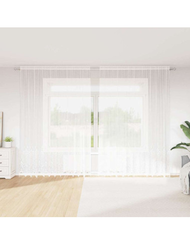 Tenda in Pizzo con tende Bianco 280 x 300 cm Poliestere