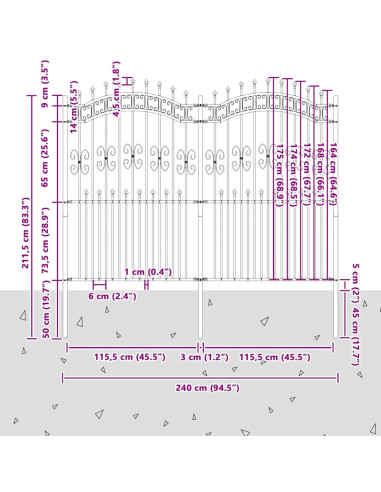 Recinzione per Giardino Grigio 240 x 228 cm
