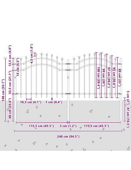 Recinzione per Giardino Bianco 240 x 140 cm