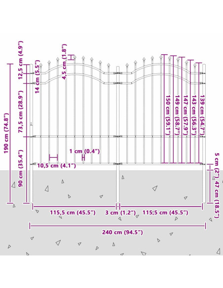 Recinzione per Giardino Bianco 190 cm