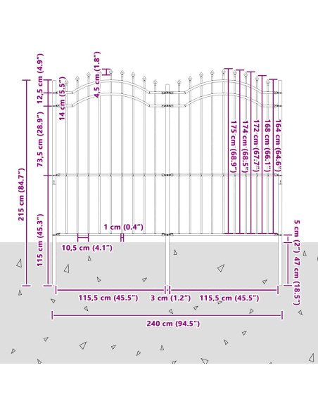 Recinzione per Giardino Bianco 215 cm