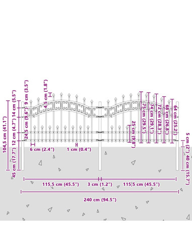 Recinzione per Giardino Bianco 240 x 118 cm