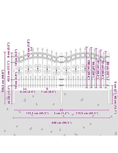 Recinzione per Giardino Bianco 240 x 140 cm