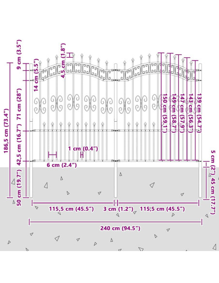 Recinzione per Giardino Bianco 240 x 202,5 cm