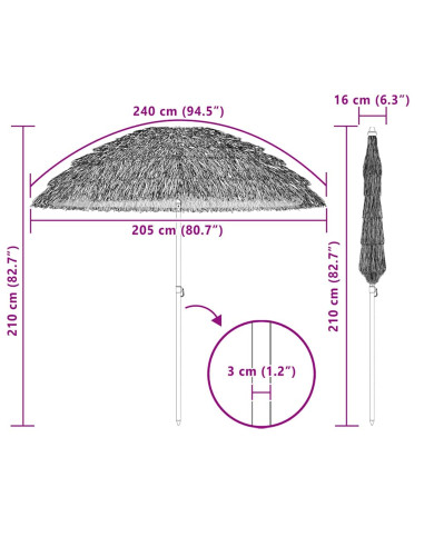 Ombrello da giardino Naturale 205 x 205 x 210 cm