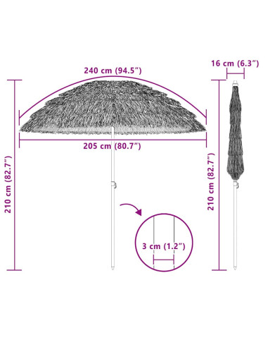 Ombrellone da Spiaggia Naturale 255 x 255 x 255 cm