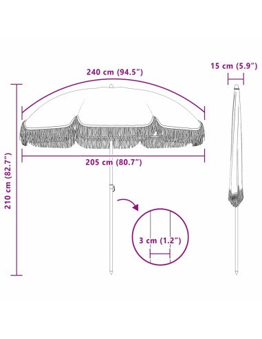 Ombrellone da Spiaggia Giallo e Bianco 205 x 205 x 210 cm