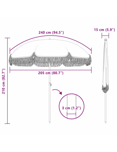Ombrellone da Spiaggia Giallo e Bianco 205 x 205 x 210 cm