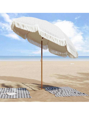 Ombrellone da Spiaggia Grigio e Bianco 205 x 205 x 210 cm