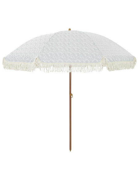 Ombrellone da Spiaggia Grigio e Bianco 205 x 205 x 210 cm