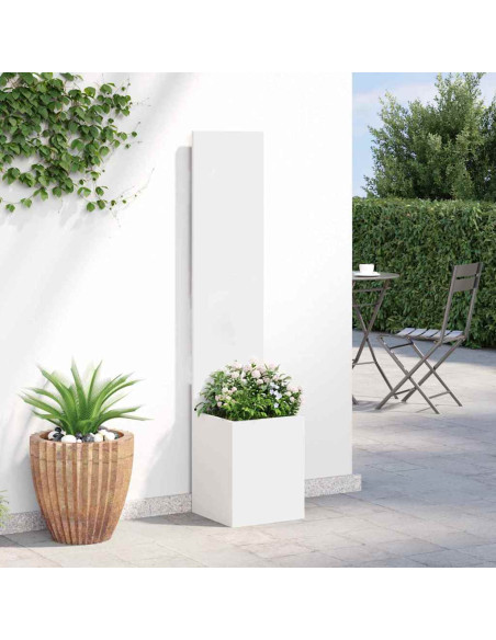 Vaso da Giardino con Pannello Decorativo Bianco 32 x 140 cm
