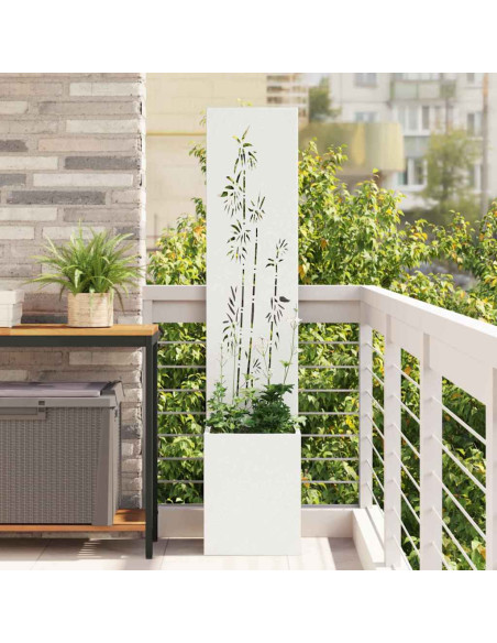 Vaso da Giardino con Pannello Decorativo Bianco 32 x 140 cm