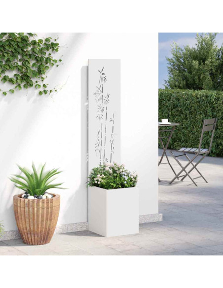 Vaso da Giardino con Pannello Decorativo Bianco 32 x 140 cm