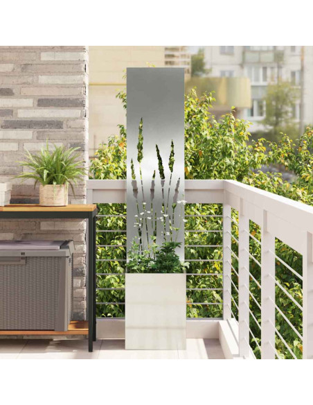 Vaso da Giardino con Pannello Decorativo Argento 32 x 140 cm