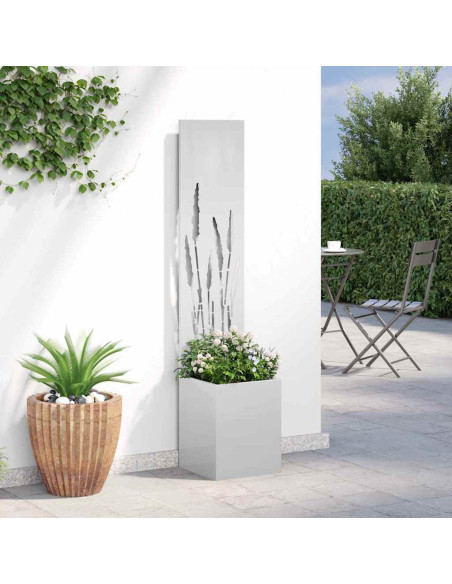 Vaso da Giardino con Pannello Decorativo Argento 32 x 140 cm