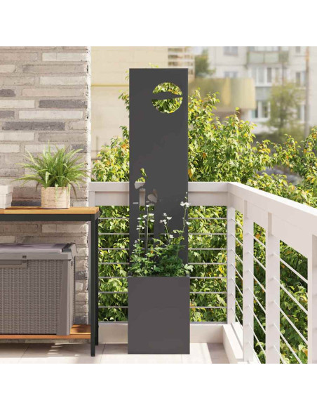 Vaso da Giardino con Pannello Decorativo Nero 32 x 140 cm