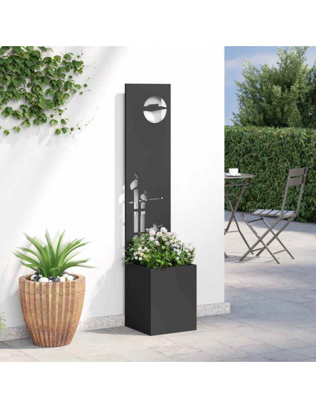 Vaso da Giardino con Pannello Decorativo Nero 32 x 140 cm