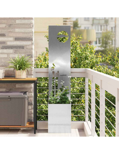 Vaso da Giardino con Pannello Decorativo Argento 32 x 140 cm