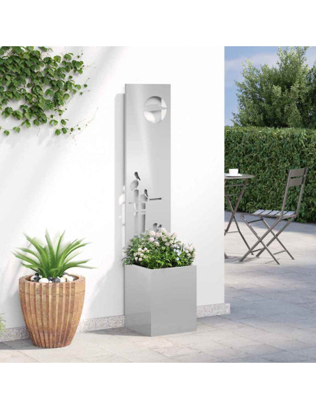 Vaso da Giardino con Pannello Decorativo Argento 32 x 140 cm