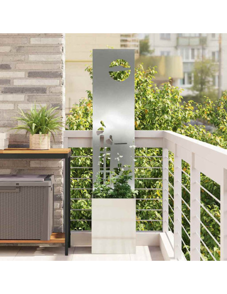 Vaso da Giardino con Pannello Decorativo Argento 32 x 140 cm