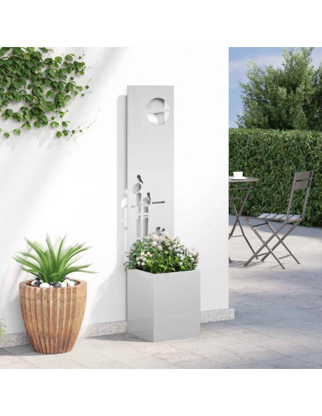 Vaso da Giardino con Pannello Decorativo Argento 32 x 140 cm