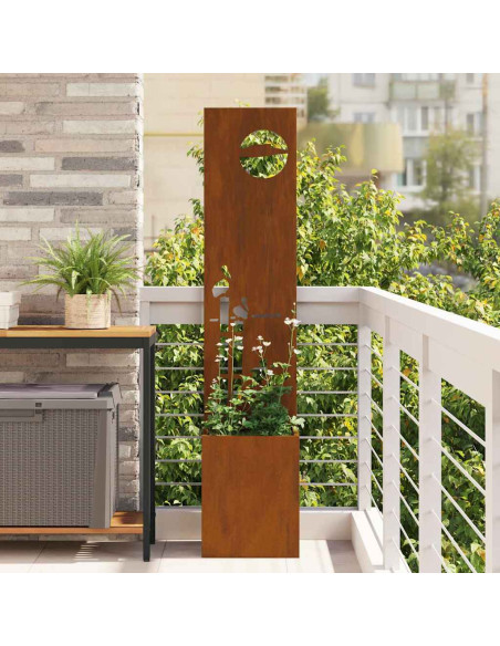 Vaso da Giardino con Pannello Decorativo Ruggine 32 x 140 cm