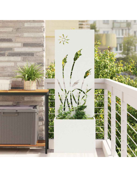 Vaso da Giardino con Pannello Decorativo Bianco 50 x 140 cm
