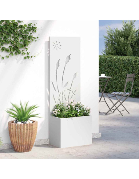 Vaso da Giardino con Pannello Decorativo Bianco 50 x 140 cm