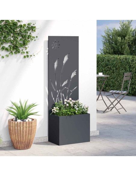 Vaso da Giardino con Pannello Decorativo Antracite 50 x 140 cm