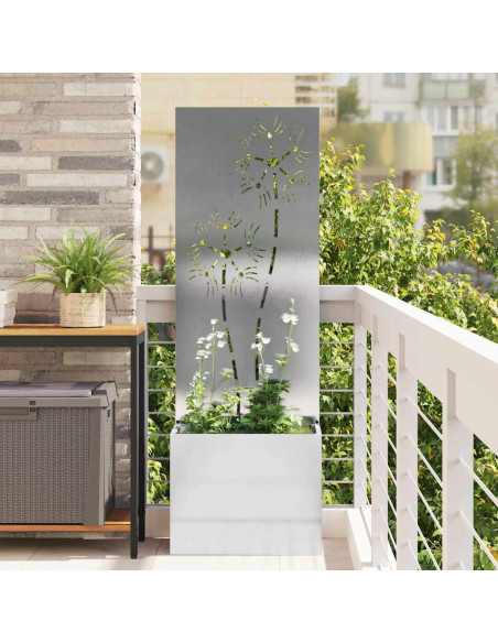 Vaso da Giardino con Pannello Decorativo Argento 50 x 140 cm