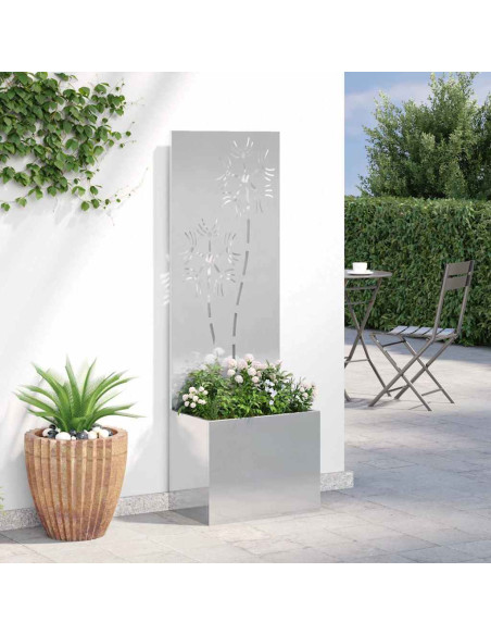 Vaso da Giardino con Pannello Decorativo Argento 50 x 140 cm