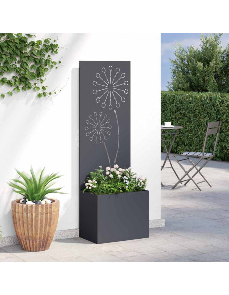 Vaso da Giardino con Pannello Decorativo Antracite 50 x 140 cm