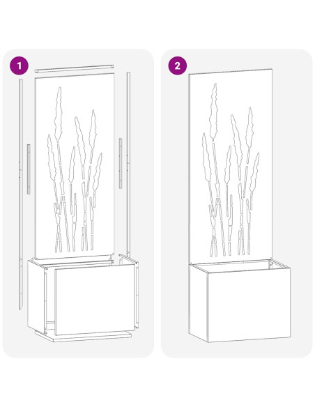 Vaso da Giardino con Pannello Decorativo Antracite 50 x 140 cm
