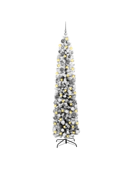 Albero di Natale 300 LED & Set di Palline & Neve Finta Verde 180 cm
