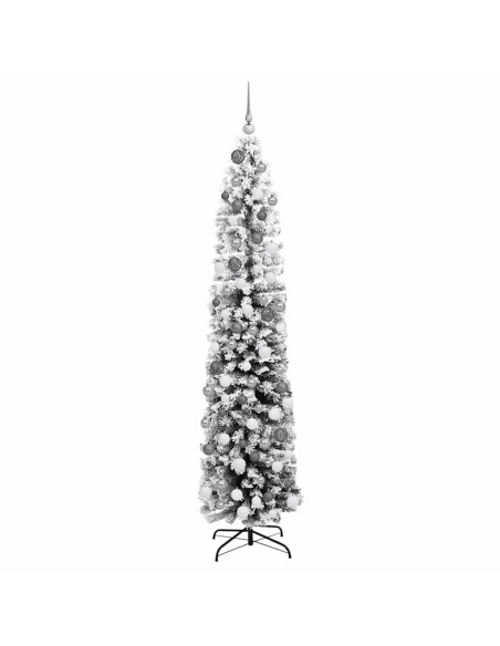 Albero di Natale 300 LED & Set di Palline & Neve Finta Verde 180 cm