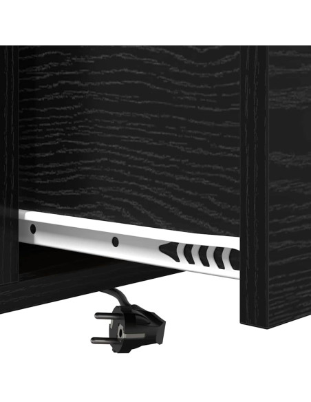 Comò con stazione di ricarica Rovere nero Legno multistrato