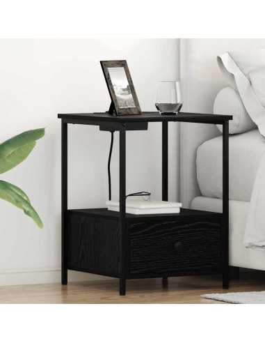 Armadio da Notte Rovere Nero 42 x 41 x 56 cm Legno multistrato