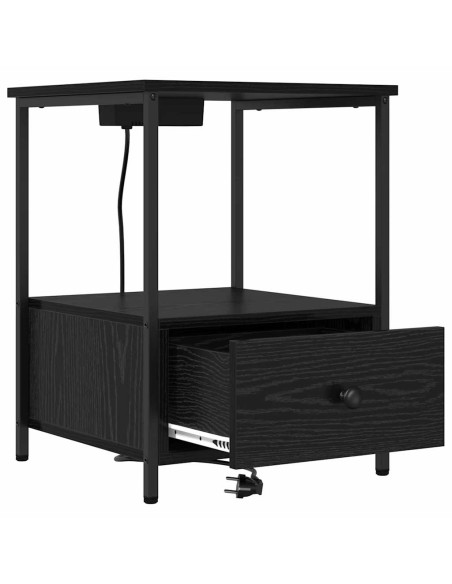 Armadio da Notte Rovere Nero 42 x 41 x 56 cm Legno multistrato