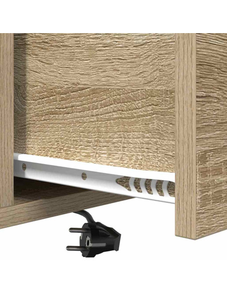 Comò con stazione di ricarica rovere sonoma Legno multistrato