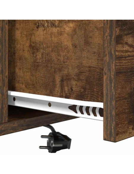 Comò con stazione di ricarica Rovere fumo Legno multistrato