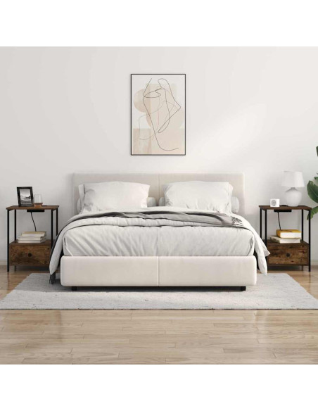 Comò con stazione di ricarica con cassetto 2 pcs Rovere fumo