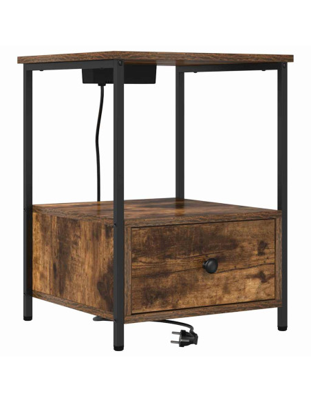 Armadio da Notte con cassetto 2 pcs Rovere fumé 42 x 41 x 56 cm