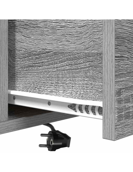 Comò con stazione di ricarica Grigio sonoma Legno multistrato