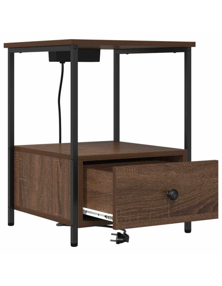 Comò con stazione di ricarica con cassetto 2 pcs Rovere marrone