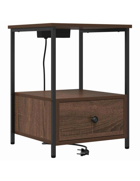 Comò con stazione di ricarica con cassetto 2 pcs Rovere marrone
