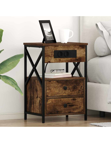 Armadio da Notte Rovere fumo 40 x 31 x 60 cm Legno multistrato
